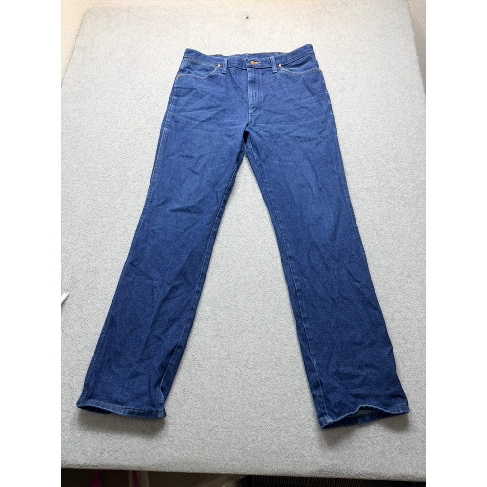 Wrangler Cowboy Cut Blue Denim Jeans Mens 36X34 Straight Leg Western Workwear